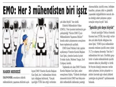 EMO: HER 3 MÜHENDİSTEN BİRİ İŞSİZ (GÜNEYDOĞU EKSPRESS)