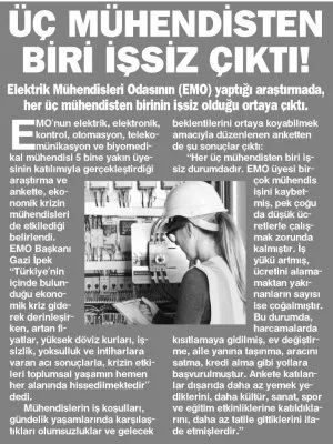 ÜÇ MÜHENDİSTEN BİRİ İŞSİZ ÇIKTI! (KUZEY EKSPRES)
