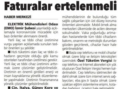 ELEKTRİK FATURALARI ERTELENMELİ (AYDINLIK)