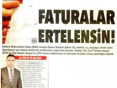 FATURALAR ERTELENSİN (AKDENİZ GERÇEK - 20.03.2020)