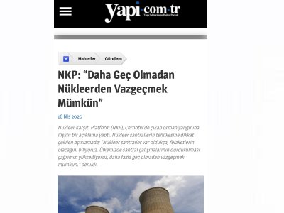 NKP: DAHA GEÇ OLMADAN NÜKLEERDEN VAZGEÇMEK MÜMKÜN (YAPİ.COM.TR)