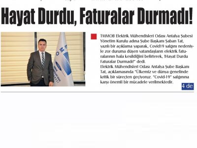 HAYAT DURDU FATURALAR DURMADI (KAKTÜS GAZETESİ-30.04.2020)