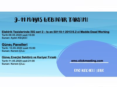 9-11 MAYIS WEBİNAR TAKVİMİ