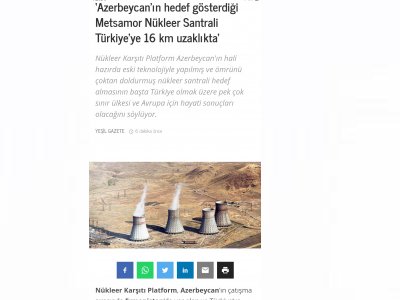 AZERBEYCANIN HEDEF GÖSTERDİĞİ METSAMOR NÜKLEER SANTRALİ TÜRKİYEYE 16 KM UZAKLIKTA (YESİLGAZETE.ORG)