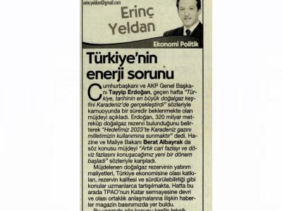 TÜRKİYENİN ENERJİ SORUNU (ERİNÇ YELDAN-CUMHURİYET)