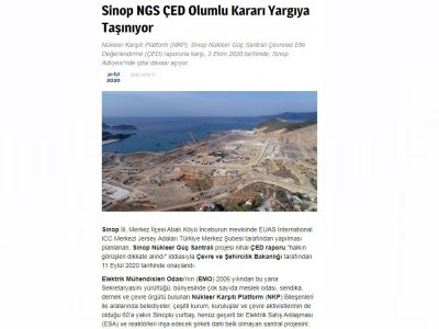SİNOP NGS ÇED OLUMLU KARARI YARGIYA TAŞINIYOR (YAPİ.COM.TR)