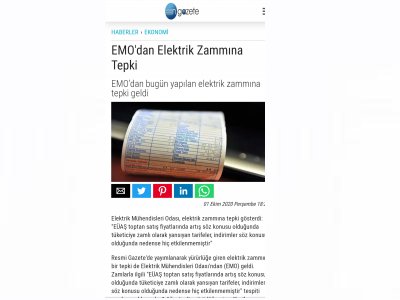 EMO`DAN ELEKTRİK ZAMMINA TEPKİ (NGAZETE.COM)