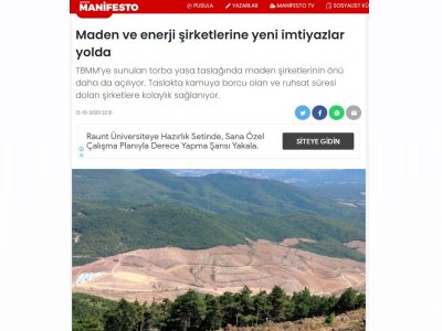 MADEN VE ENERJİ ŞİRKETLERİNE YENİ İMTİYAZLAR YOLDA (GAZETEMANİFESTO.COM)