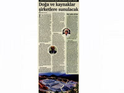 DOĞA VE KAYNAKLAR ŞİRKETLERE SUNULACAK (YENİ YAŞAM GAZETESİ)