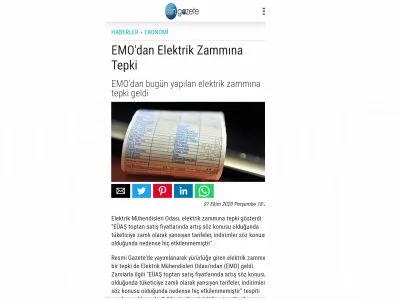 EMO`DAN ELEKTRİK ZAMMINA TEPKİ (NGAZETE.COM)