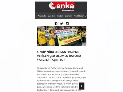 SİNOP NÜKLEER SANTRALI`NE VERİLEN ÇED OLUMLU RAPORU YARGIYA TAŞINIYOR (ANKAHABER.NET)