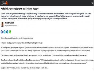 PSİKOLOJİK HARP, MADENCİYE NASIL REHBER OLUYOR? (BAHADIR ÖZGÜR/GAZETEDUVAR.COM.TR)