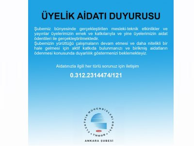 ÜYELİK AİDATLARI DUYURUSU