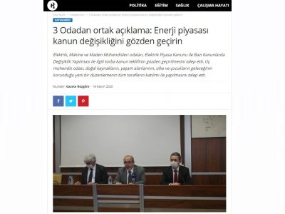 3 ODADAN ORTAK AÇIKLAMA: ENERJİ PİYASASI KANUN DEĞİŞİKLİĞİNİ GÖZDEN GEÇİRİN(GAZETERUZGARLİ.COM)