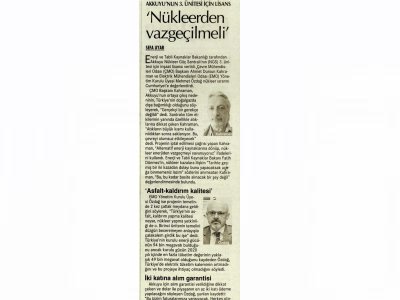 `NÜKLEERDEN VAZGEÇİLMELİ` (CUMHURİYET)