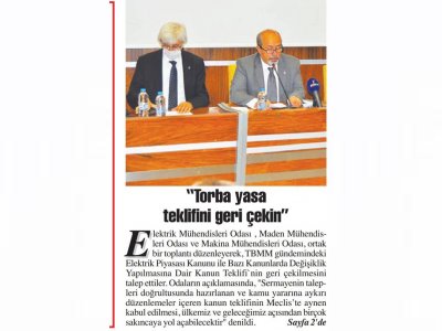 `TORBA YASA TEKLİFİNİ GERİ ÇEKİN` (BAŞKENT GAZETESİ)