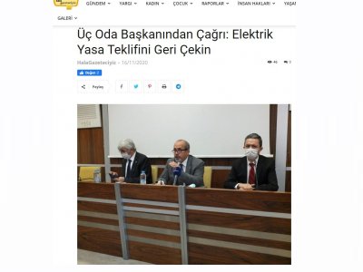 ÜÇ ODA BAŞKANINDAN ÇAĞRI: ELEKTRİK YASA TEKLİFİNİ GERİ ÇEKİN (HALAGAZETECİYİZ.NET)