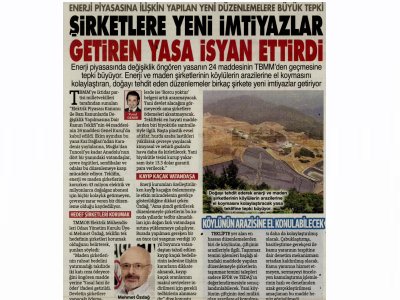 ŞİRKETELERE YENİ İMTİYAZLAR GETİREN YASA İSYAN ETTİRDİ (SÖZCÜ)
