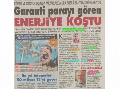 GARANTİ PARAYI GÖREN ENERJİYE KOŞTU (SÖZCÜ)