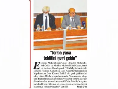 `TORBA YASA TEKLİFİNİ GERİ ÇEKİN` (BAŞKENT GAZETESİ)