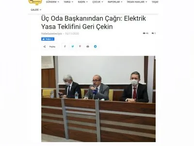 ÜÇ ODA BAŞKANINDAN ÇAĞRI: ELEKTRİK YASA TEKLİFİNİ GERİ ÇEKİN (HALAGAZETECİYİZ.NET)