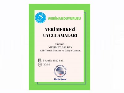 `` VERİ MERKEZİ UYGULAMALARI`` WEBİNAR EĞİTİMİ GERÇEKLEŞTİRİLECEK