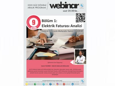 ELEKTRİK FATURASI ANALİZİ BAŞLIKLI WEBINARIN İLK BÖLÜMÜ DÜZENLENECEK
