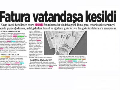 FATURA VATANDAŞA KESİLDİ (SAKARYA YENİ HABER)
