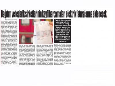 DAĞITIM VE TEDARİK ŞİRKETLERİNİN KEYFİ HARCAMALARI ELEKTRİK FATURALARINA EKLENECEK (YENİ GÜNDOĞDU)