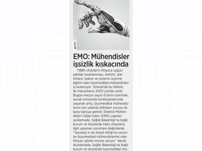 EMO: MÜHENDİSLER İŞSİZLİK KISKACINDA (BİRGÜN GAZETESİ, 17.12.2020)