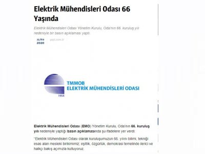 ELEKTRİK MÜHENDİSLERİ ODASI 66 YAŞINDA (YAPİ.COM.TR)