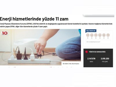 ENERJİ HİZMETLERİNDE YÜZDE 11 ZAM (ONHABER.NET)