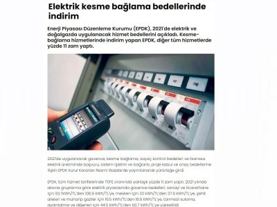 ELEKTRİK KESME BAĞLAMA BEDELLERİNDE İNDİRİM (SAKARYAHABER.COM)