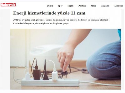 ENERJİ HİZMETLERİNDE YÜZDE 11 ZAM (HABERSİZ.CO)