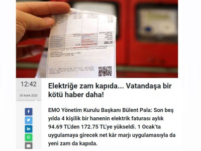 ELEKTRİĞE ZAM KAPIDA... VATANDAŞA BİR KÖTÜ HABER DAHA! (BİZİMTV.COM)