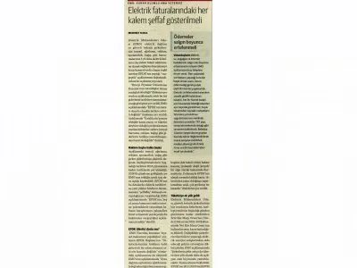 ELEKTRİK FATURALARINDAKİ HER KALEM ŞEFFAF GÖSTERİLMELİ (DÜNYA)