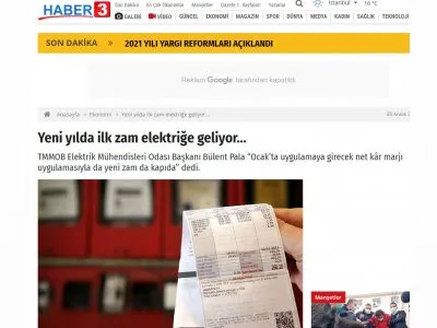 YENİ YILDA İLK ZAM ELEKTRİĞE GELİYOR...(HABER3.COM)