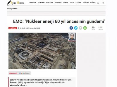EMO: `NÜKLEER ENERJİ 60 YIL ÖNCESİNİN GÜNDEMİ` (BERKHABER.COM)