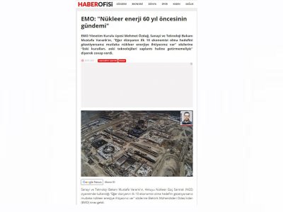 EMO: `NÜKLEER ENERJİ 60 YIL ÖNCESİNİN GÜNDEMİ` (HABEROFİSİ.COM.TR)