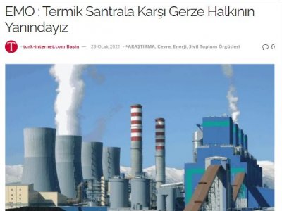 EMO : TERMİK SANTRALA KARŞI GERZE HALKININ YANINDAYIZ (TURK-İNTERNET.COM)