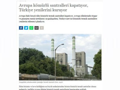 AVRUPA KÖMÜRLÜ SANTRALLERİ KAPATIYOR, TÜRKİYE YENİLERİNİ KURUYOR (DW.COM)