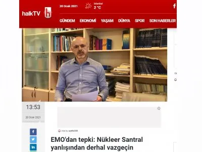 EMO`DAN TEPKİ: NÜKLEER SANTRAL YANLIŞINDAN DERHAL VAZGEÇİN (HALKTV.COM.TR)