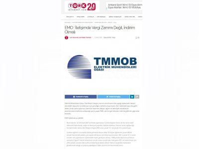 EMO : İLETİŞİMDE VERGİ ZAMMI DEĞİL, İNDİRİM OLMALI (TURK-İNTERNET.COM)
