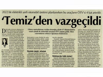 TEMİZDEN VAZGEÇİLDİ (CUMHURİYET)