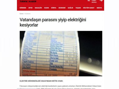VATANDAŞIN PARASINI YİYİP ELEKTRİĞİNİ KESİYORLAR (TİRMİKHABER.COM)