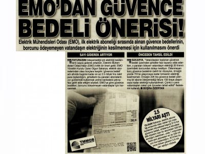 EMO DAN GÜVENCE BEDELİ ÖNERİSİ (ŞOK)