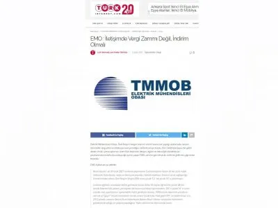 EMO : İLETİŞİMDE VERGİ ZAMMI DEĞİL, İNDİRİM OLMALI (TURK-İNTERNET.COM)