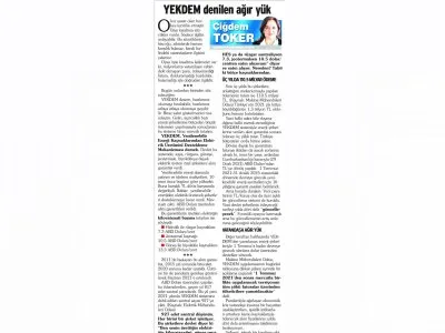YEKDEM DENİLEN AĞIR YÜK (ÇİĞDEM TOKER/SÖZCÜ)
