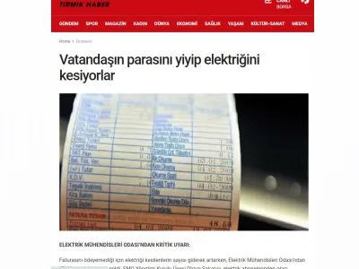 VATANDAŞIN PARASINI YİYİP ELEKTRİĞİNİ KESİYORLAR (TİRMİKHABER.COM)