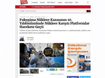 FUKUŞİMA NÜKLEER KAZASININ 10. YILDÖNÜMÜNDE NÜKLEER KARŞITI PLATFORMLAR HAREKETE GEÇTİ (OKUHABER.COM)